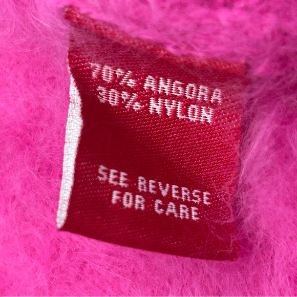 Angora Cardigan Sweater Jumper Small in Bright Pink Women’s Small - Picture 4 of 11